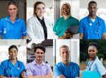 Multiple images of NHS staff in uniform